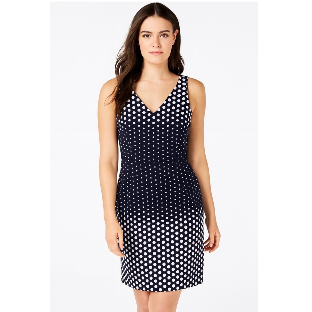 Tommy Hilfiger Navy Blue Polka Dot Sheath Dress Size 6